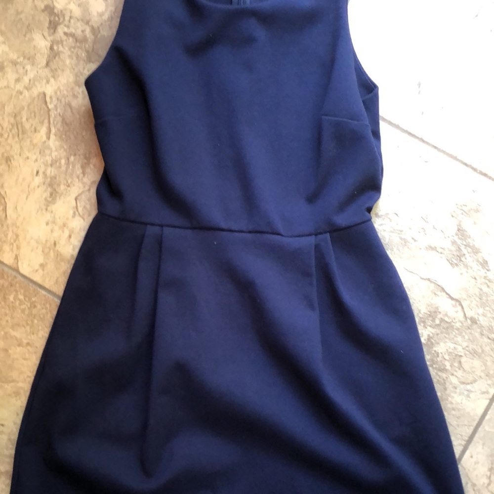 Madewell Navy Pleated Dress - Picture 2 of 3